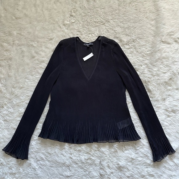 Madewell Blouse Pleated Flare-Sleeve Top Semisheer Black XXS NWT New - Picture 4 of 14